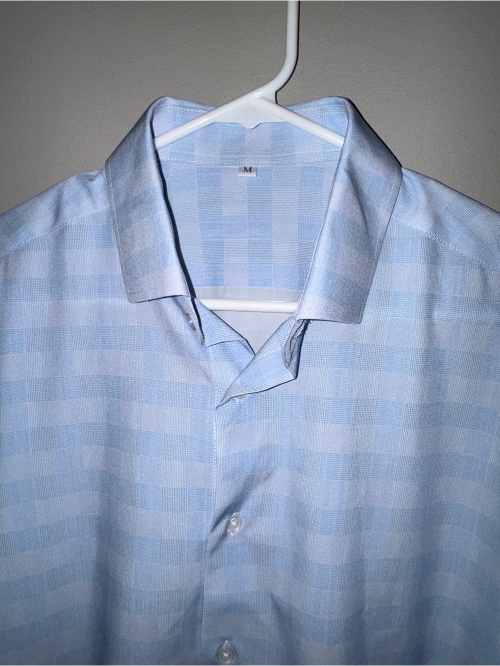 State & Liberty Medium Men's Light Blue Checked Dress Shirt
